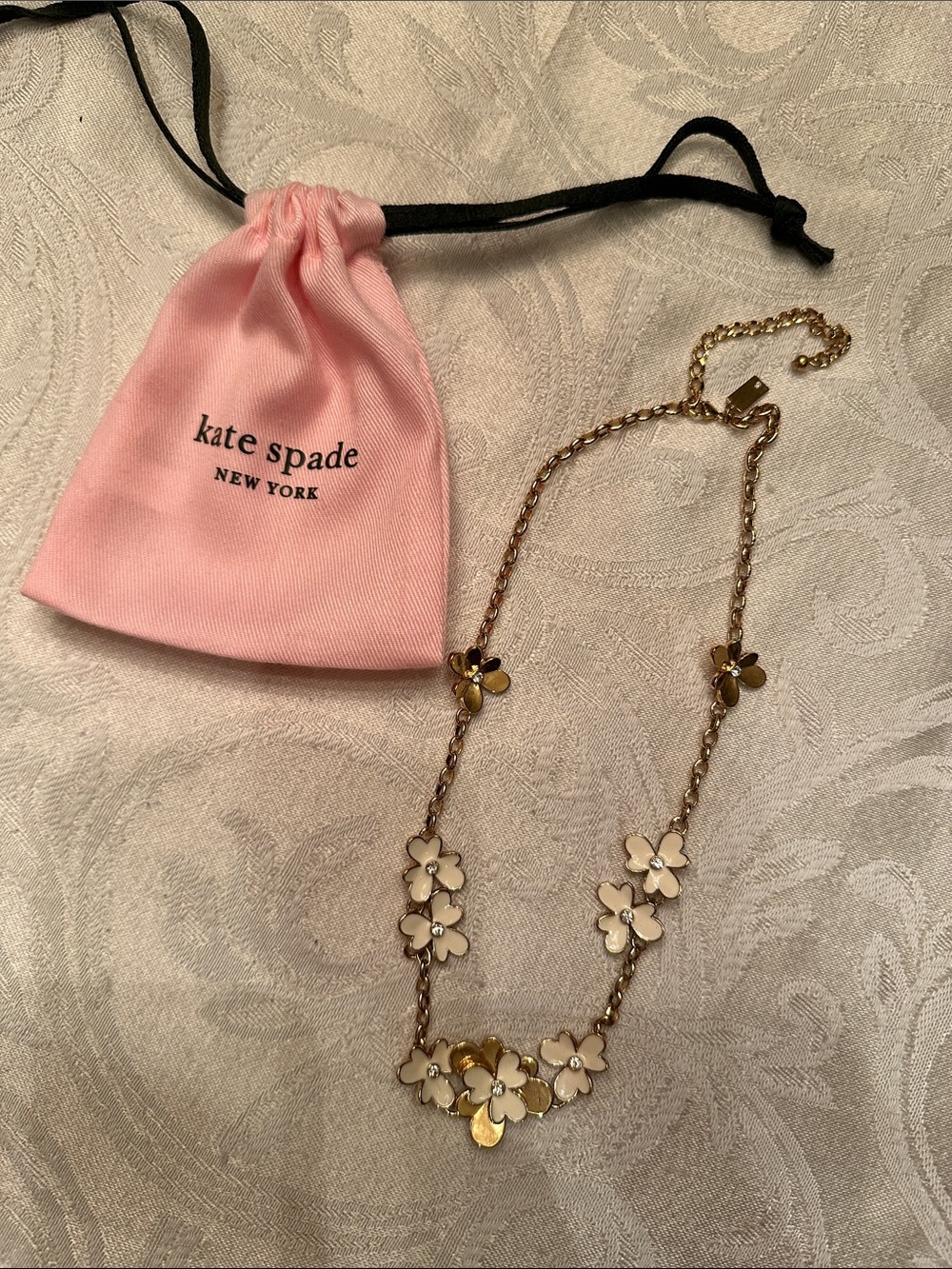 kate spade gold and white floral necklace